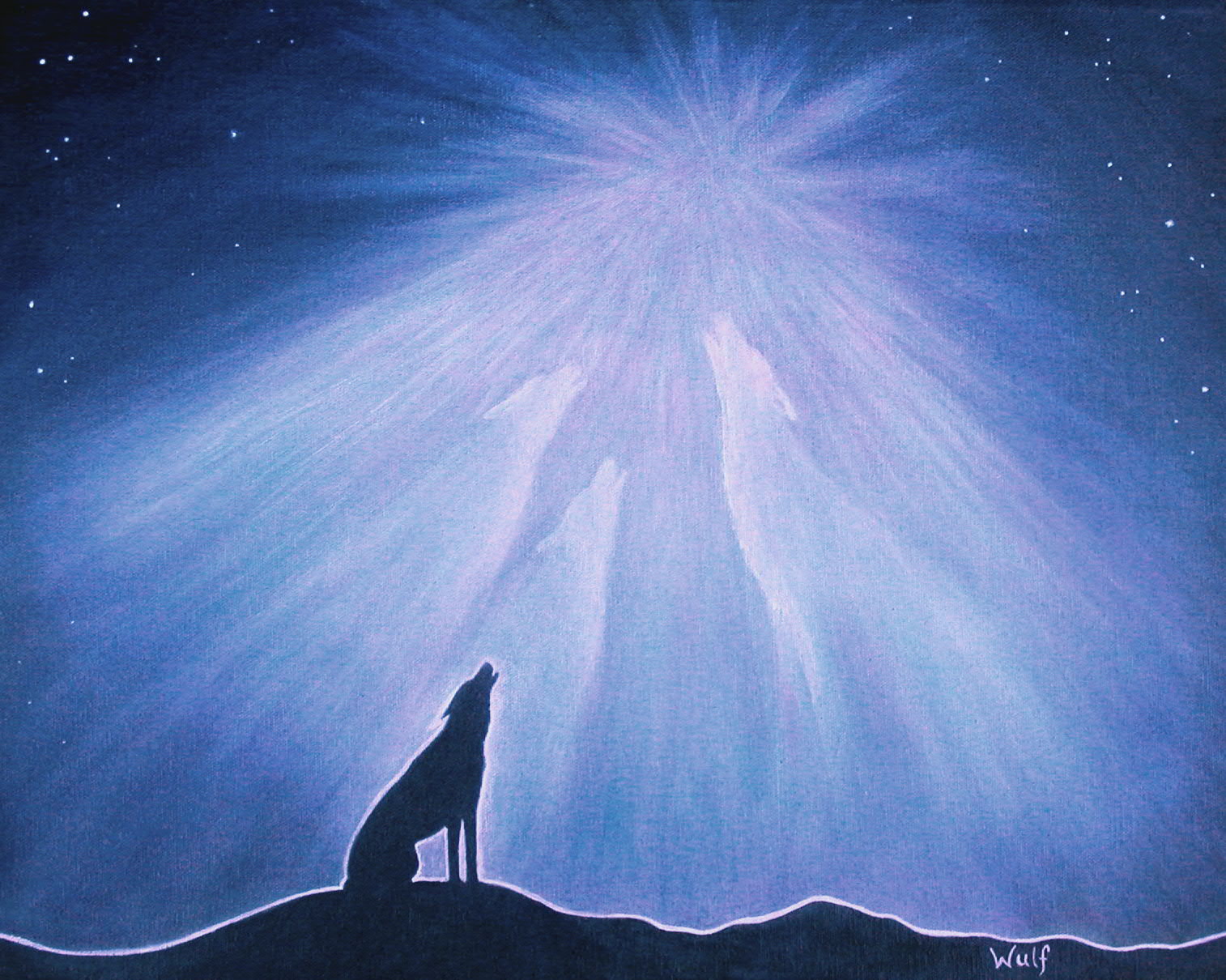 howling wolved in the aurora borealis